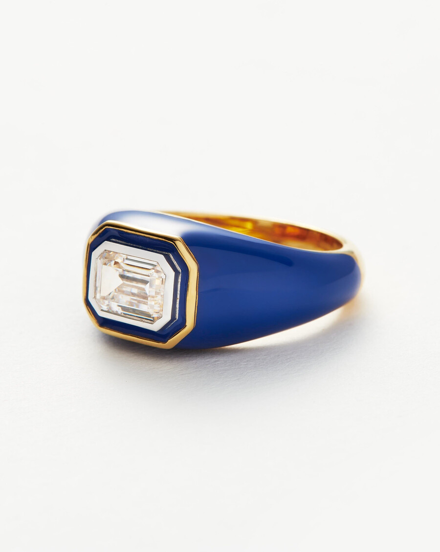 statement-ring mit emaille- und steindom