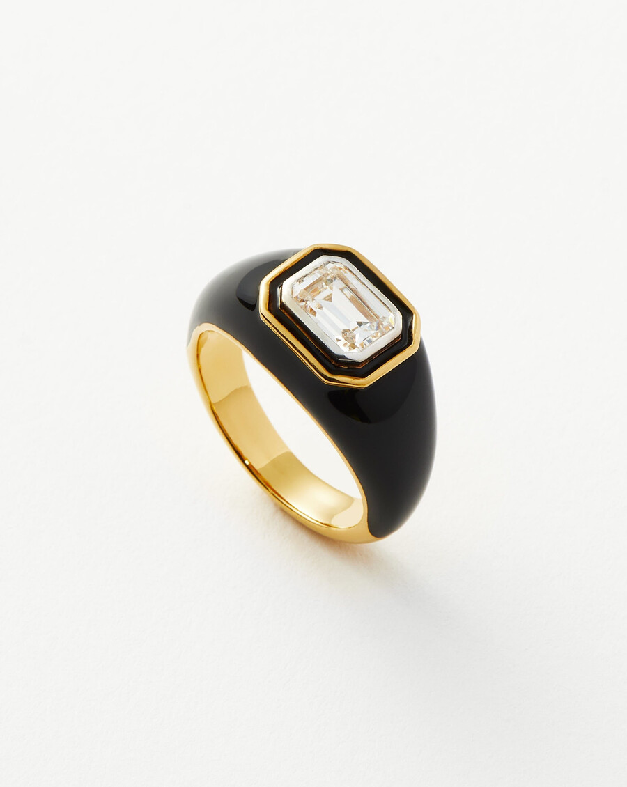 statement-ring mit emaille- und steindom