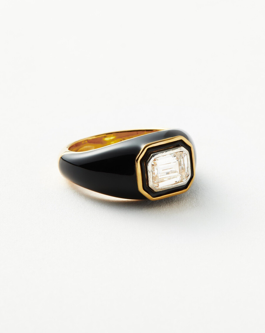 statement-ring mit emaille- und steindom