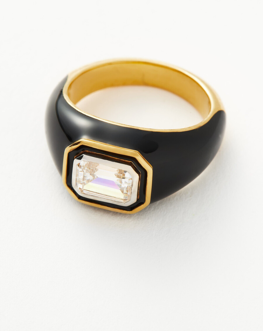 statement-ring mit emaille- und steindom