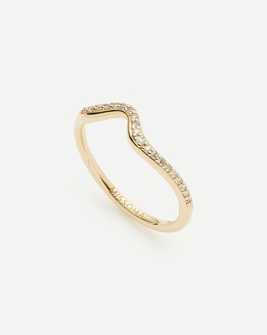 molten snow 14k massivgold diamant-stapelring