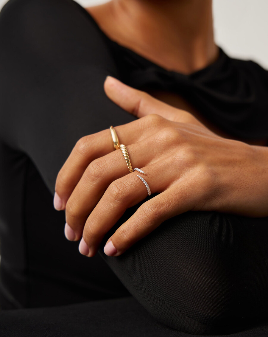 feiner offener krappenring – 14 karat massivgolddiamant