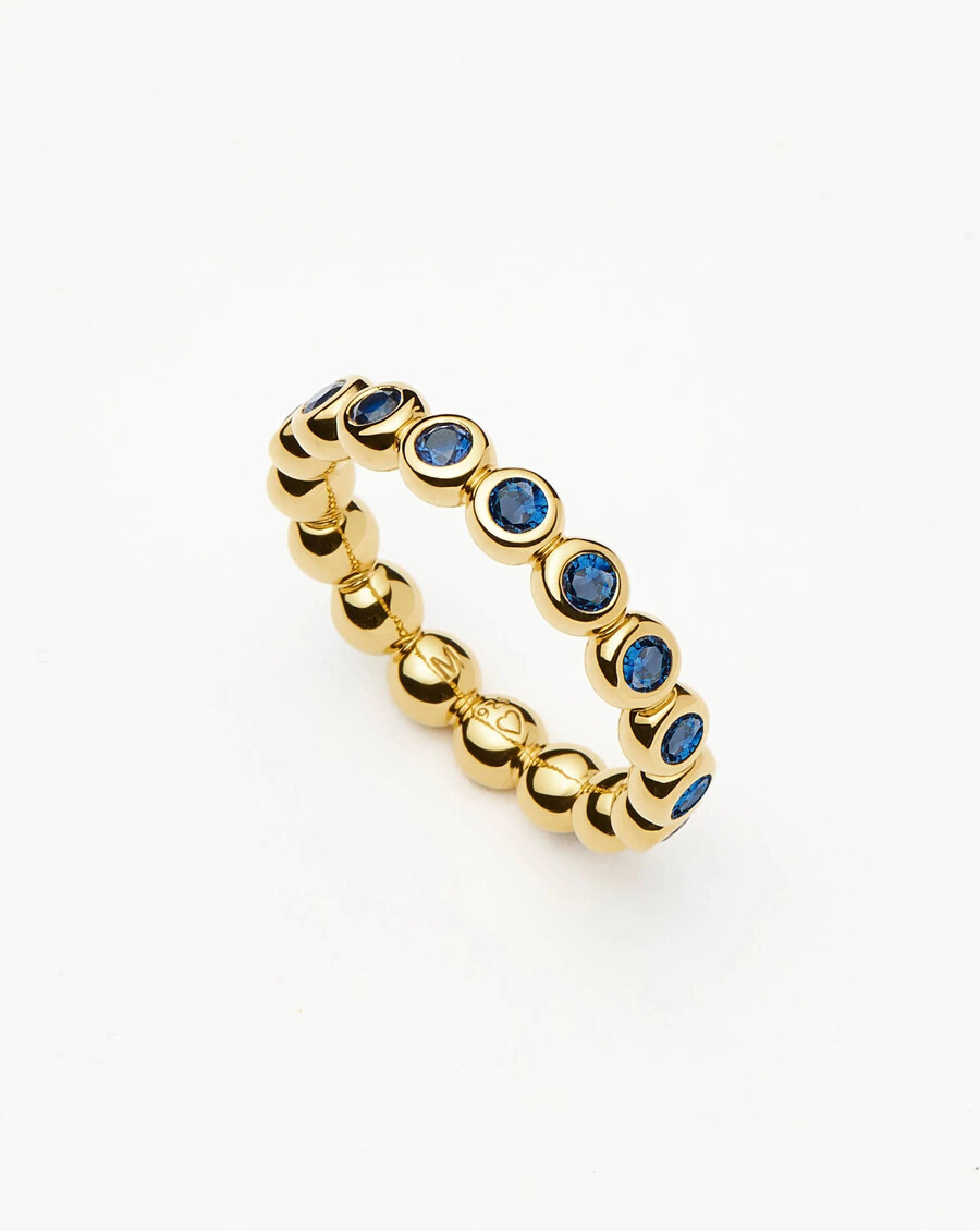tennis eternity stapelring - goldblau