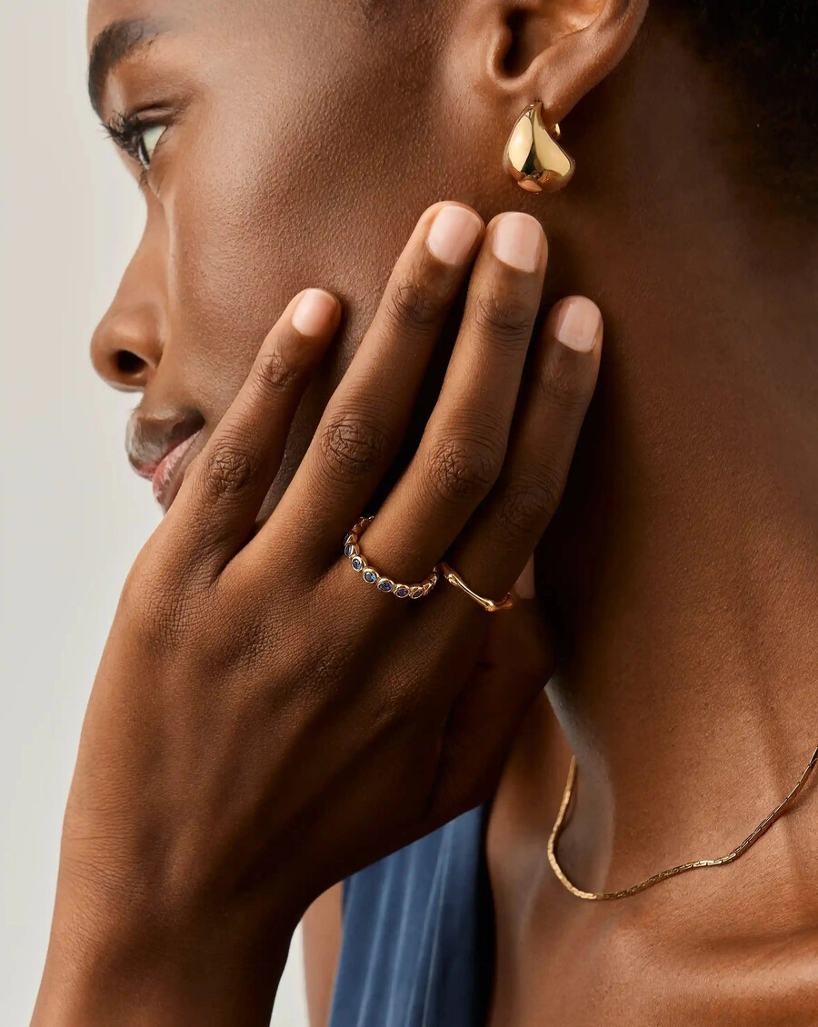 tennis eternity stapelring - goldblau