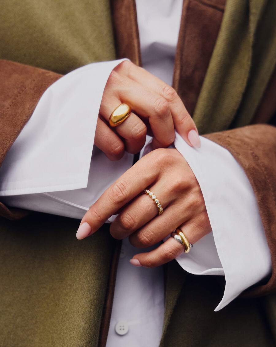 tennis eternity stapelring - gold