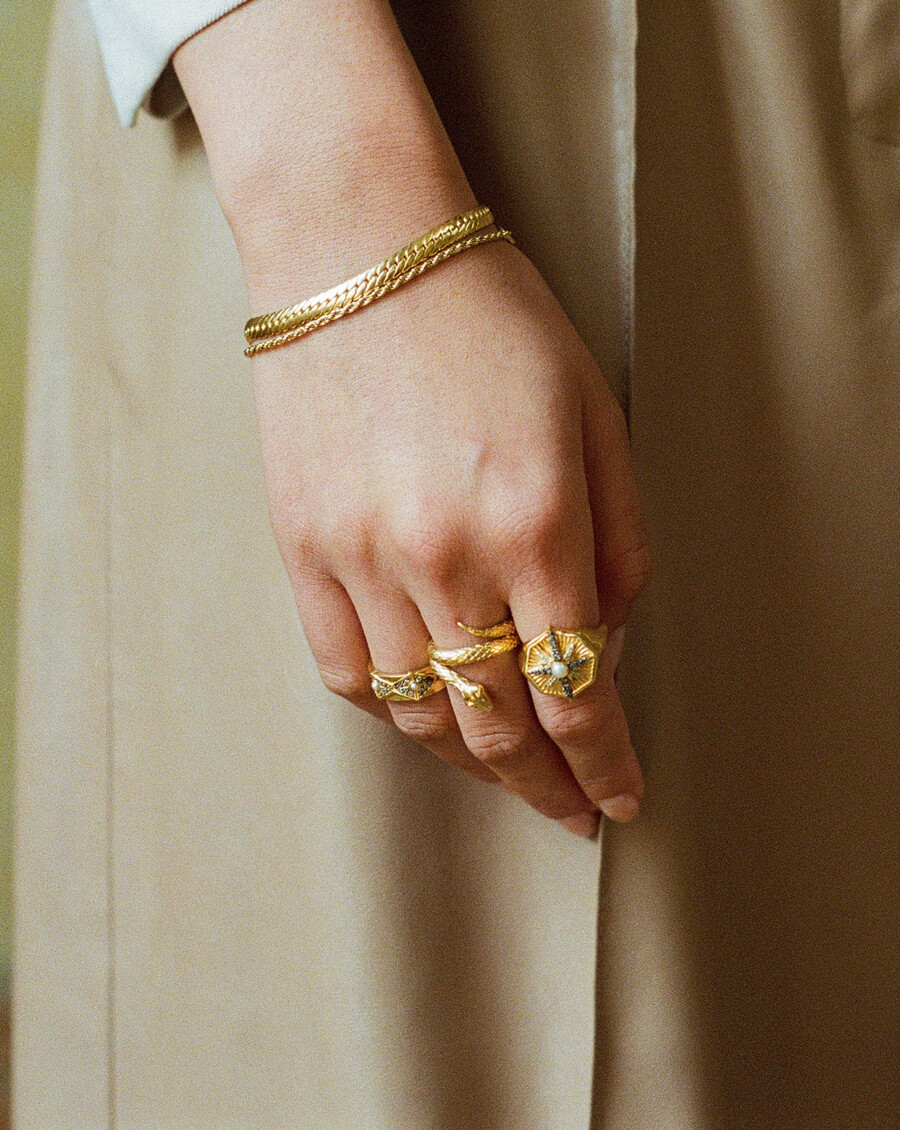 harris reed ring mit gewundener schlange – 18 karat vergoldet