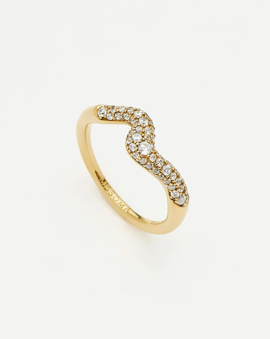 stapelring „molten snow – gold zirkonia