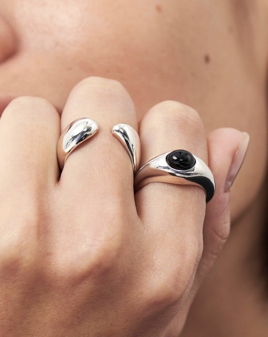 savi skulpturaler offener stapelring – sterlingsilber