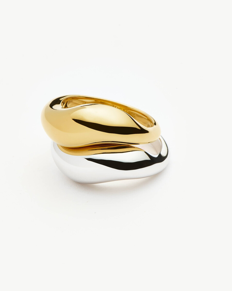 savi signature stapelring-set – gold silber
