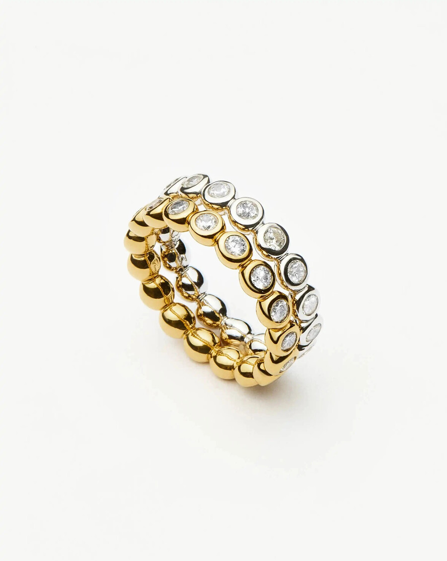 tennis eternity stapelring-set - gold silber