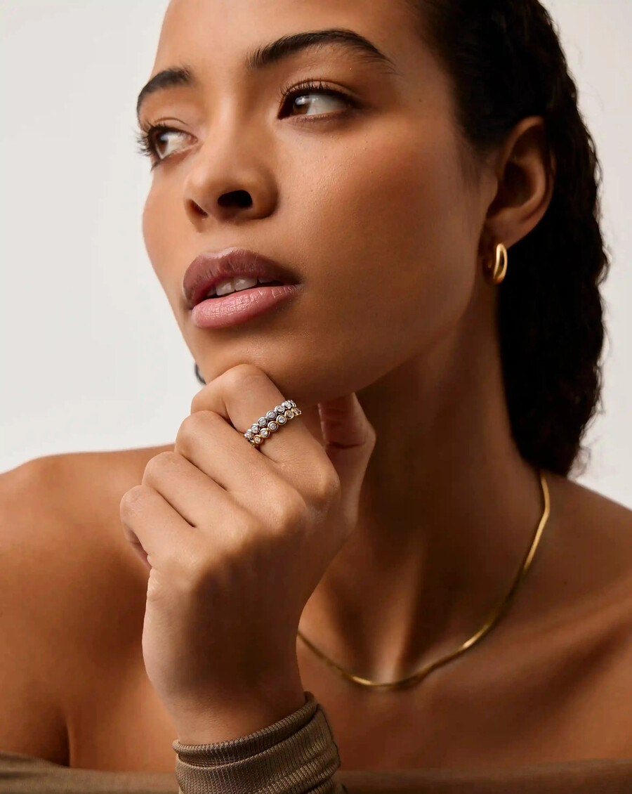 tennis eternity stapelring-set - gold silber