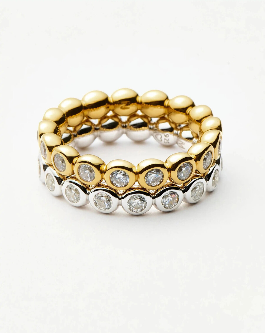 tennis eternity stapelring-set - gold silber
