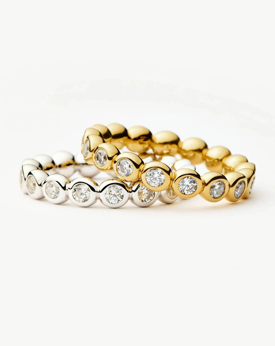 tennis eternity stapelring-set - gold silber