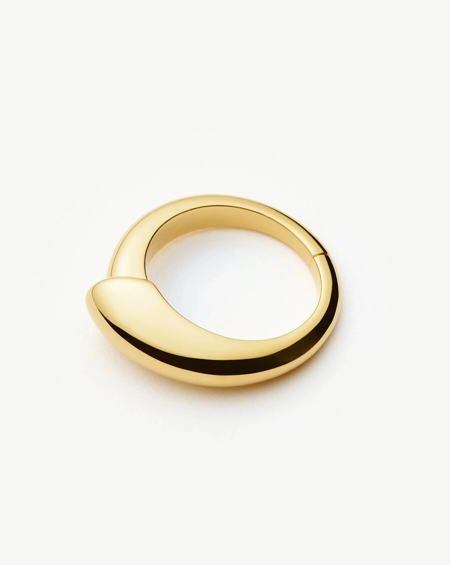 stapelring mit skulpturaler rille – gold