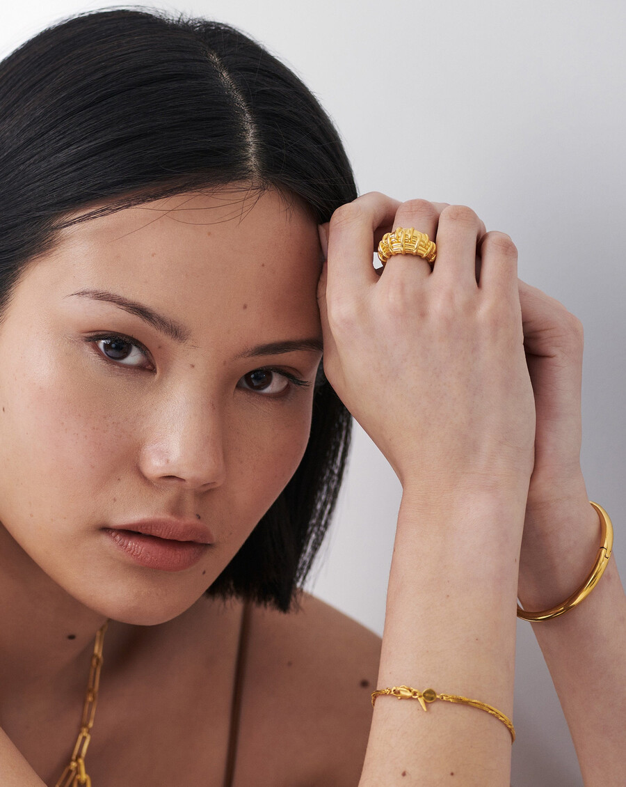bombe raffia ring - 18 karat vergoldet